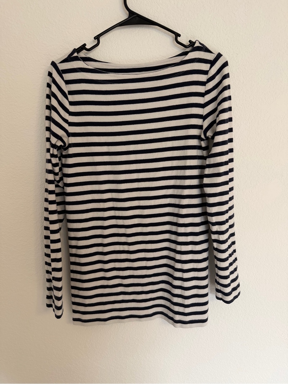 GAP Black & White Striped Long-Sleeve Boatneck Top- Maternity